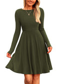PRETTYGARDEN Women's Spring Fall Short Dress Ribbed Knit Crewneck Long Sleeve A Line Flowy Casual Elegant Going Out Dresses