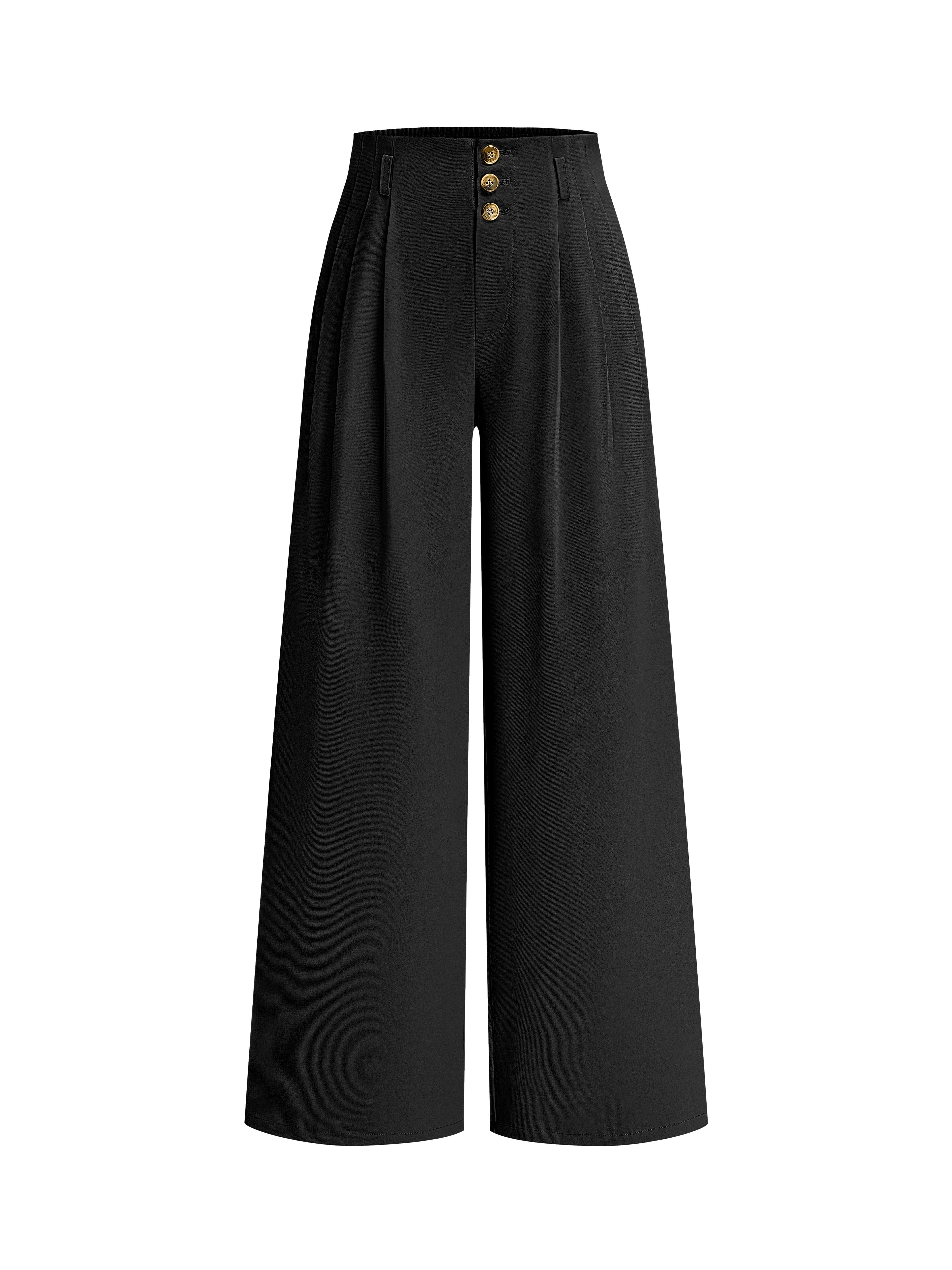 BTFBM Wide Leg Dress Pants Women Business Casual Outfits Elastic High Waisted Palazzo Pants, Button Zip Up Closure, Pleated Office Work Trousers With Pockets, Fall Fashion