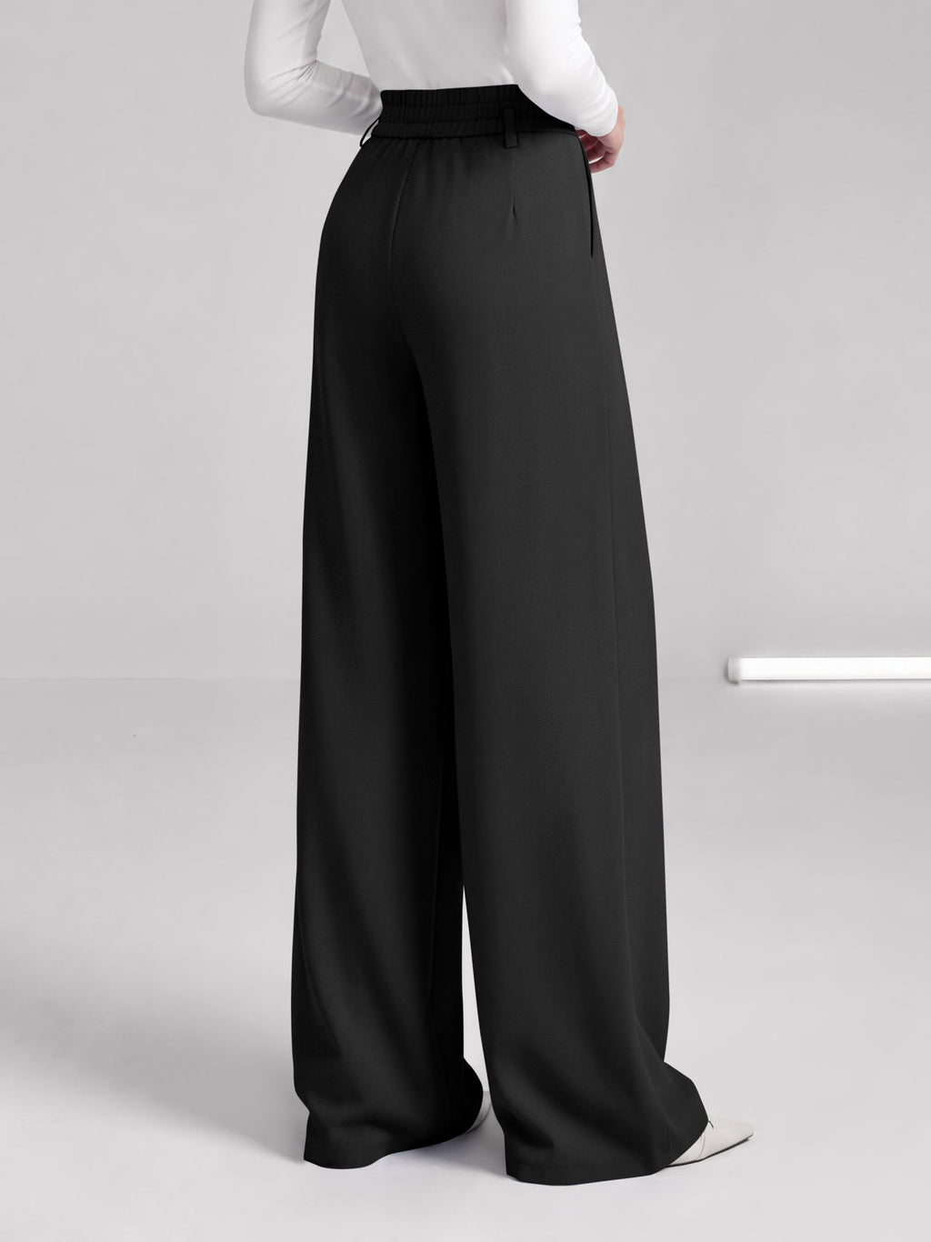 BTFBM Wide Leg Dress Pants Women Business Casual Outfits Elastic High Waisted Palazzo Pants, Button Zip Up Closure, Pleated Office Work Trousers With Pockets, Fall Fashion