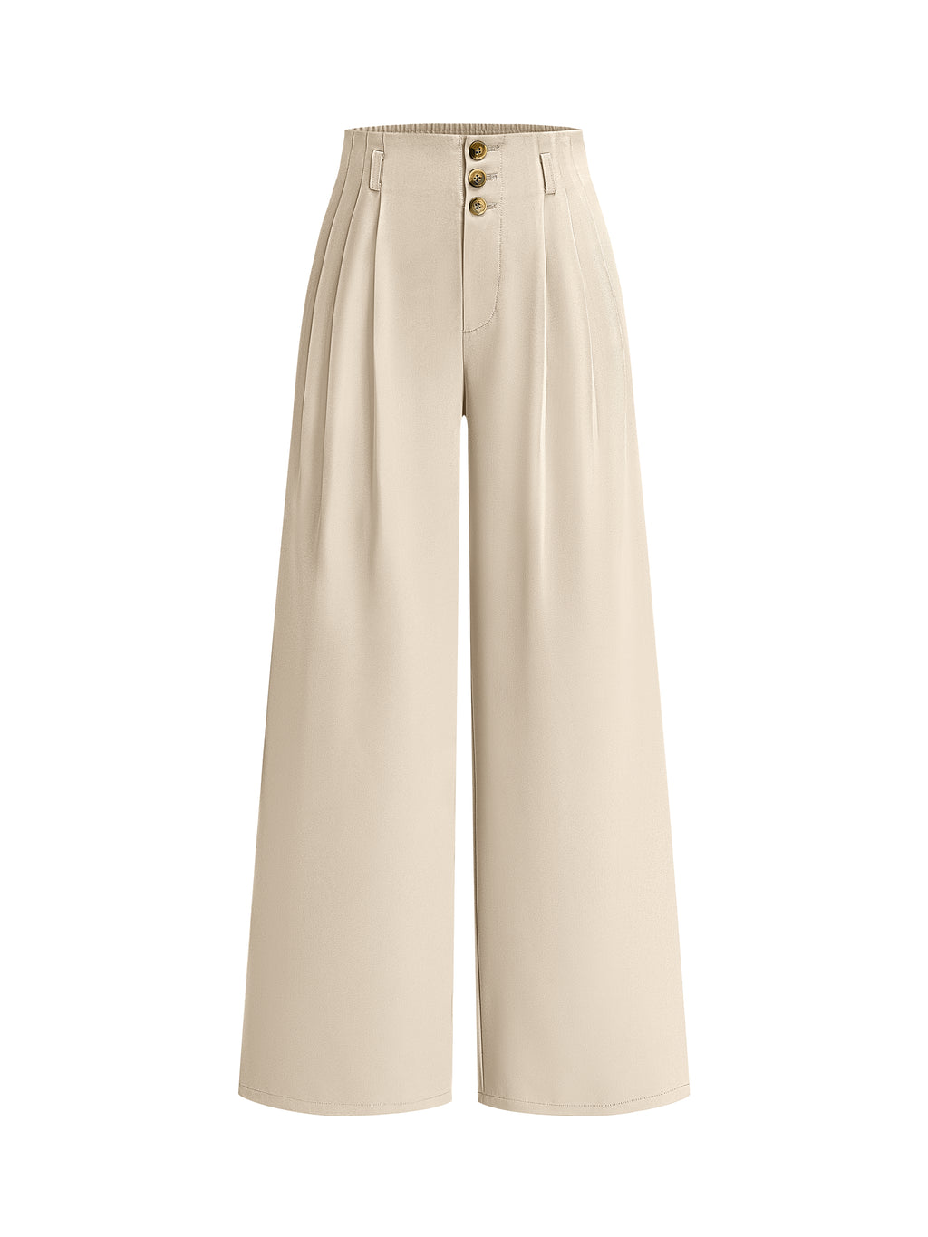 BTFBM Wide Leg Dress Pants Women Business Casual Outfits Elastic High Waisted Palazzo Pants, Button Zip Up Closure, Pleated Office Work Trousers With Pockets, Fall Fashion
