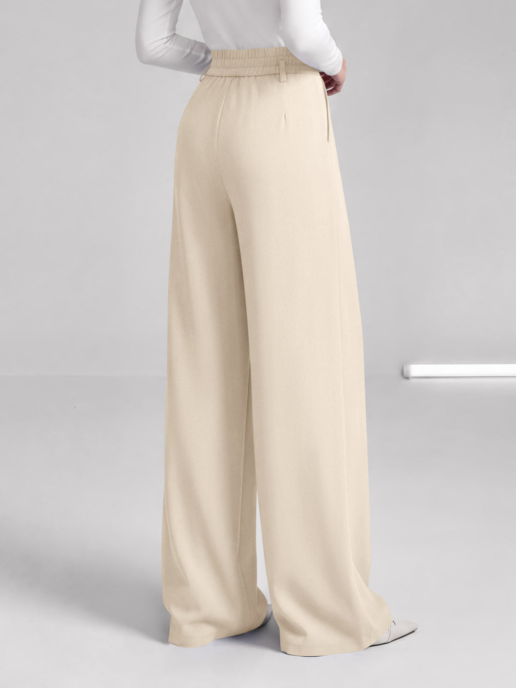BTFBM Wide Leg Dress Pants Women Business Casual Outfits Elastic High Waisted Palazzo Pants, Button Zip Up Closure, Pleated Office Work Trousers With Pockets, Fall Fashion