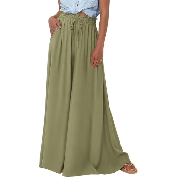 BTFBM Women Casual High Waist Wide Leg Pants Spring Summer Long Palazzo Pants Pocket Lounge Beach Vacation Clothes