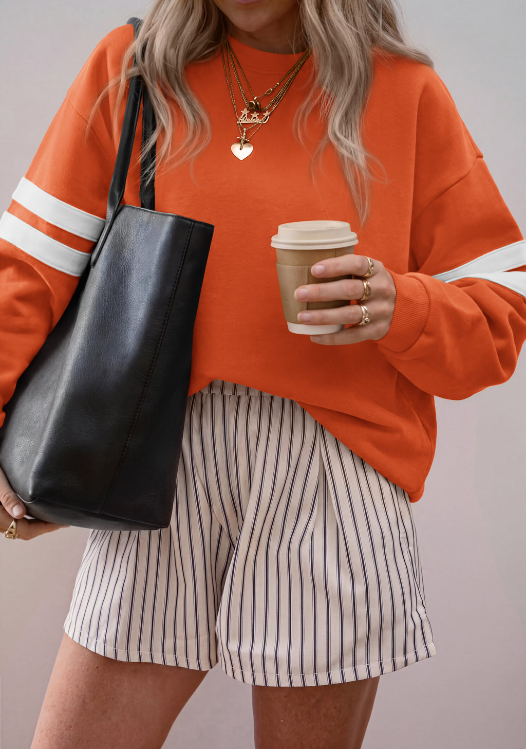 BTFBM Womens Oversized Sweatshirt Varsity Striped Tops Casual Long Sleeve Crewneck Drop Shoulder Knit Pullover Sweatshirts,Retro Sporty,Work,School,Holiday,Fall Winter