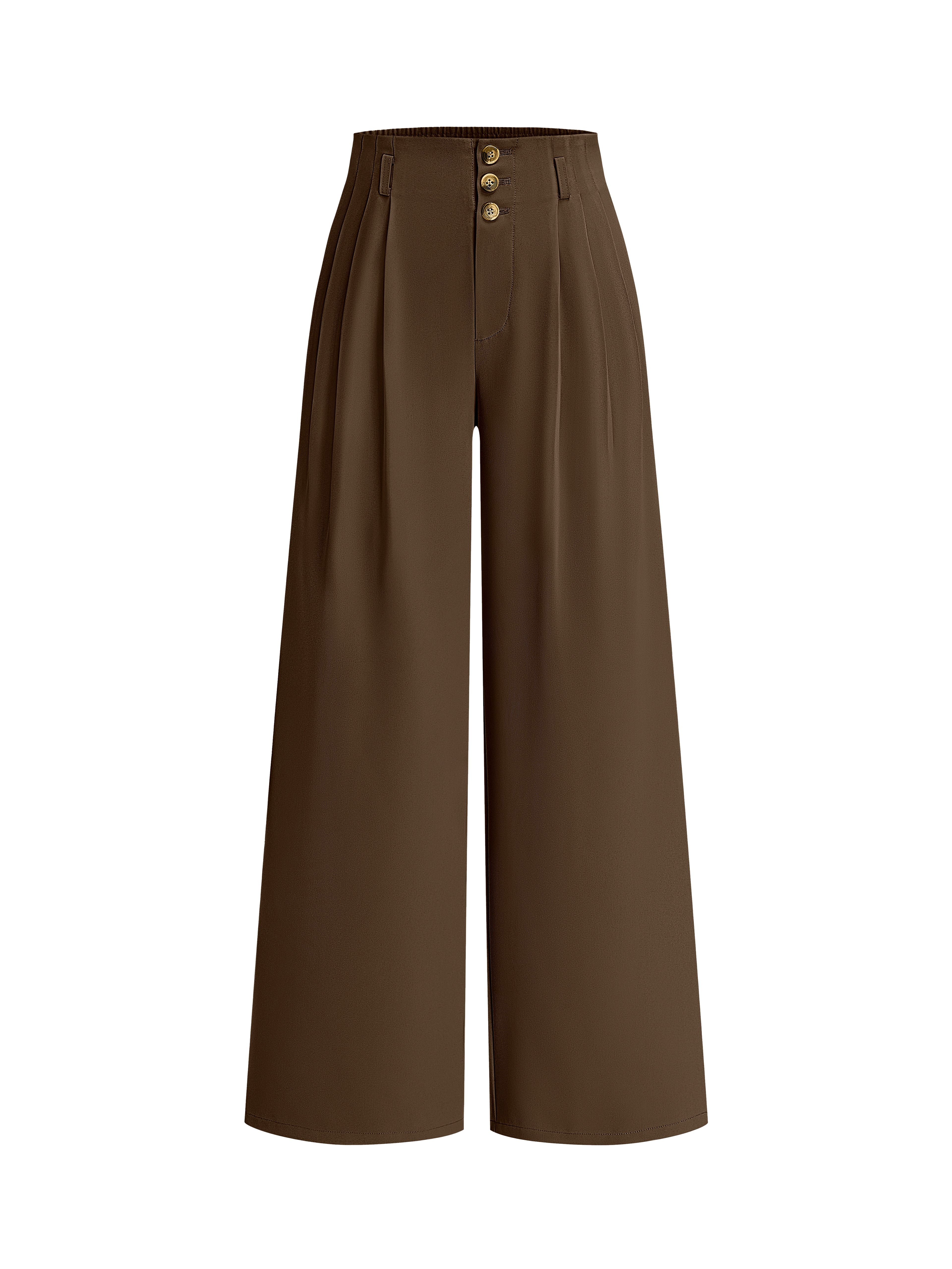 BTFBM Wide Leg Dress Pants Women Business Casual Outfits Elastic High Waisted Palazzo Pants, Button Zip Up Closure, Pleated Office Work Trousers With Pockets, Fall Fashion