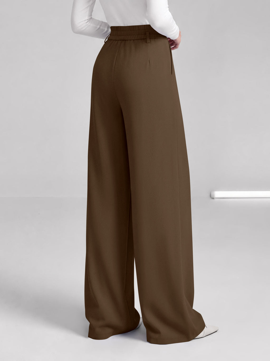 BTFBM Wide Leg Dress Pants Women Business Casual Outfits Elastic High Waisted Palazzo Pants, Button Zip Up Closure, Pleated Office Work Trousers With Pockets, Fall Fashion