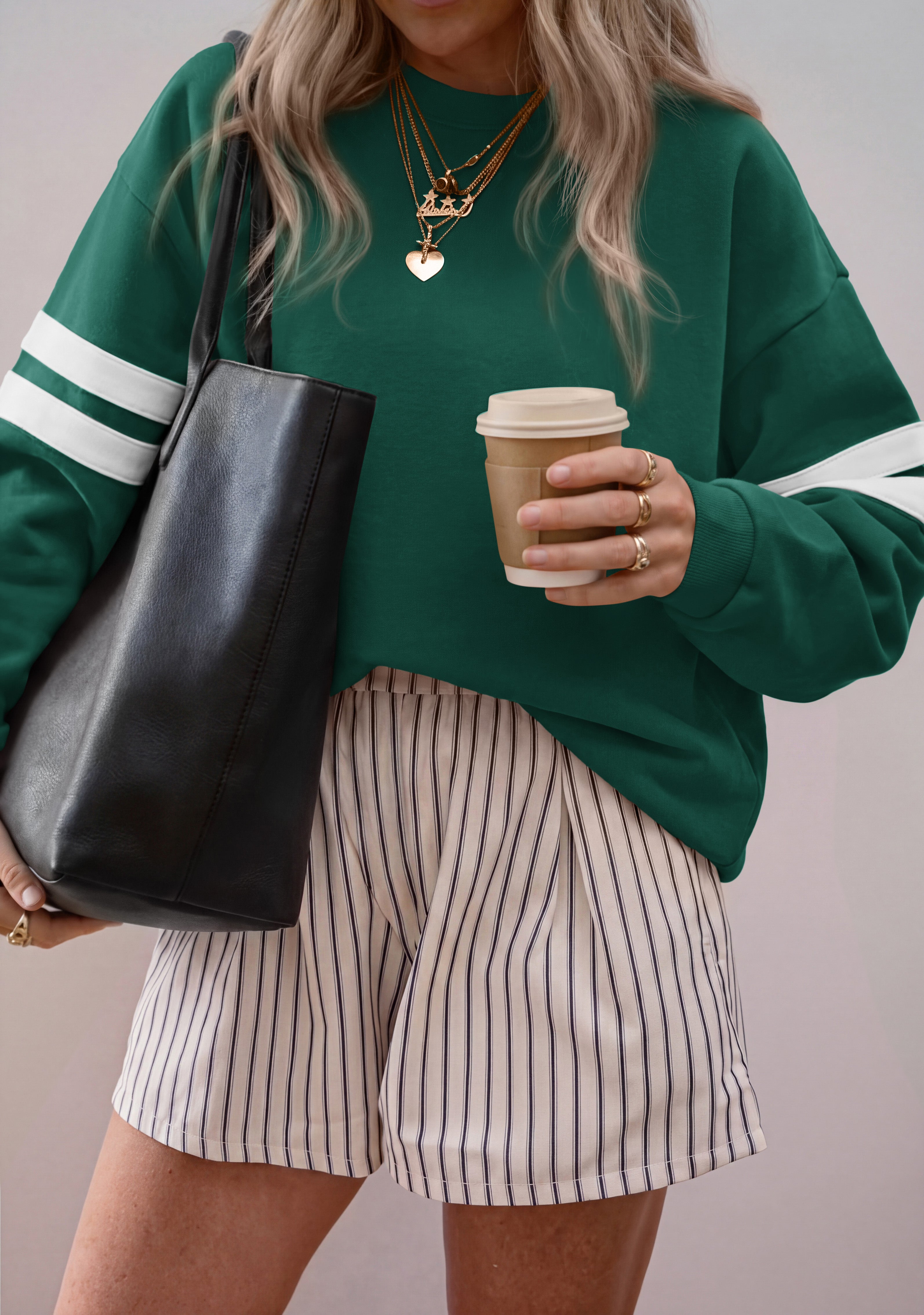 BTFBM Womens Oversized Sweatshirt Varsity Striped Tops Casual Long Sleeve Crewneck Drop Shoulder Knit Pullover Sweatshirts,Retro Sporty,Work,School,Holiday,Fall Winter