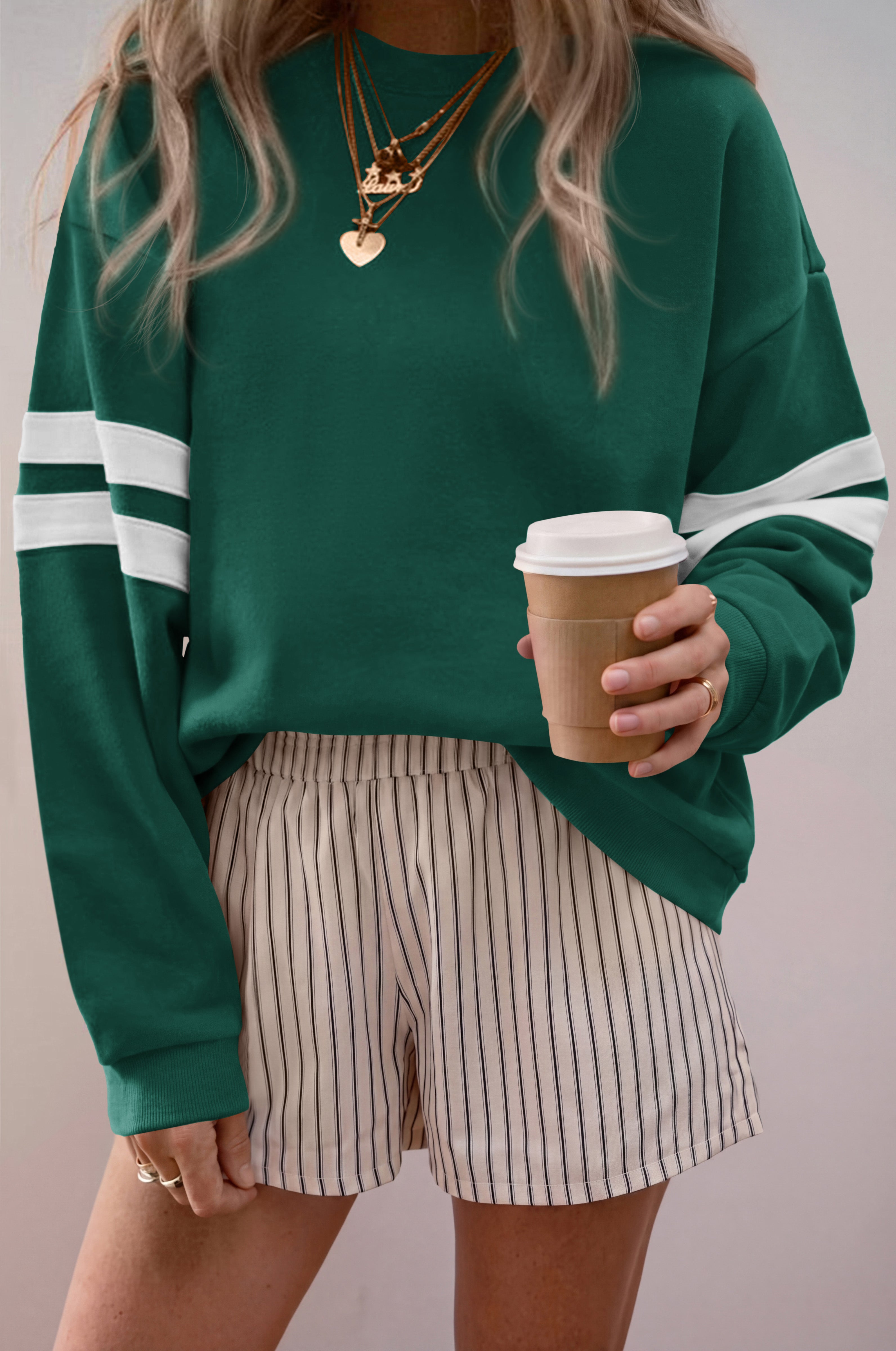 BTFBM Womens Oversized Sweatshirt Varsity Striped Tops Casual Long Sleeve Crewneck Drop Shoulder Knit Pullover Sweatshirts,Retro Sporty,Work,School,Holiday,Fall Winter