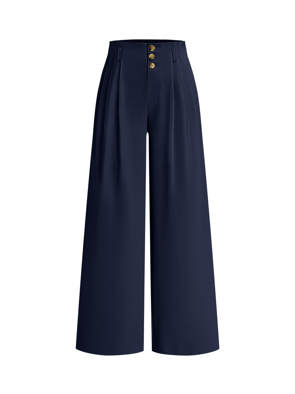 BTFBM Wide Leg Dress Pants Women Business Casual Outfits Elastic High Waisted Palazzo Pants, Button Zip Up Closure, Pleated Office Work Trousers With Pockets, Fall Fashion
