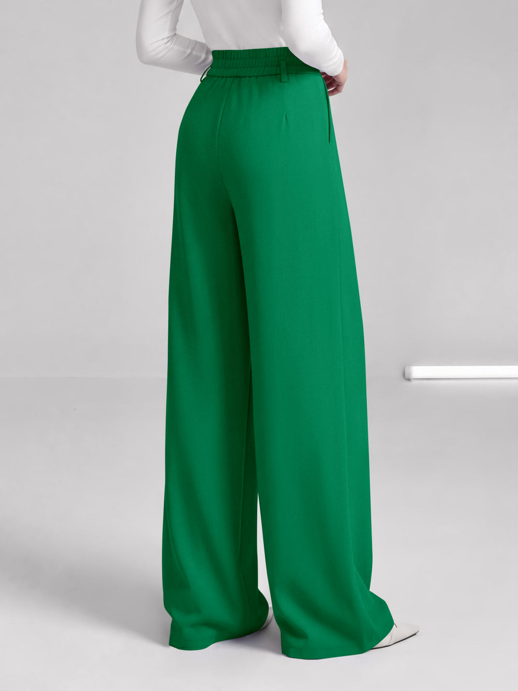 BTFBM Wide Leg Dress Pants Women Business Casual Outfits Elastic High Waisted Palazzo Pants, Button Zip Up Closure, Pleated Office Work Trousers With Pockets, Fall Fashion
