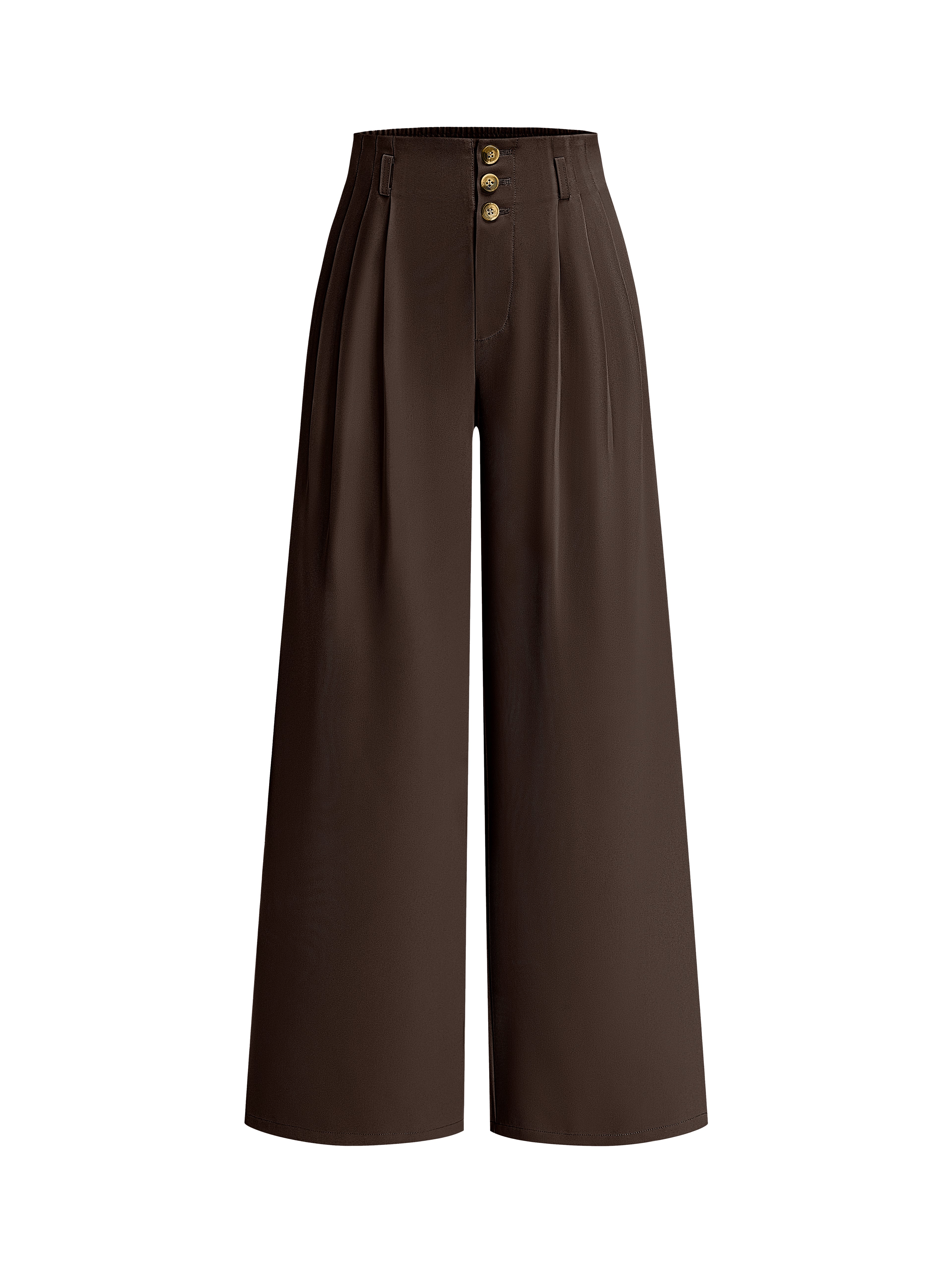 BTFBM Wide Leg Dress Pants Women Business Casual Outfits Elastic High Waisted Palazzo Pants, Button Zip Up Closure, Pleated Office Work Trousers With Pockets, Fall Fashion