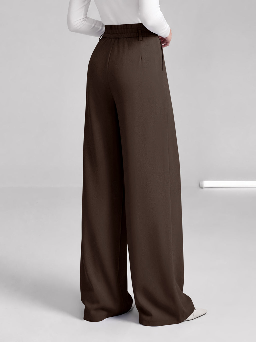 BTFBM Wide Leg Dress Pants Women Business Casual Outfits Elastic High Waisted Palazzo Pants, Button Zip Up Closure, Pleated Office Work Trousers With Pockets, Fall Fashion