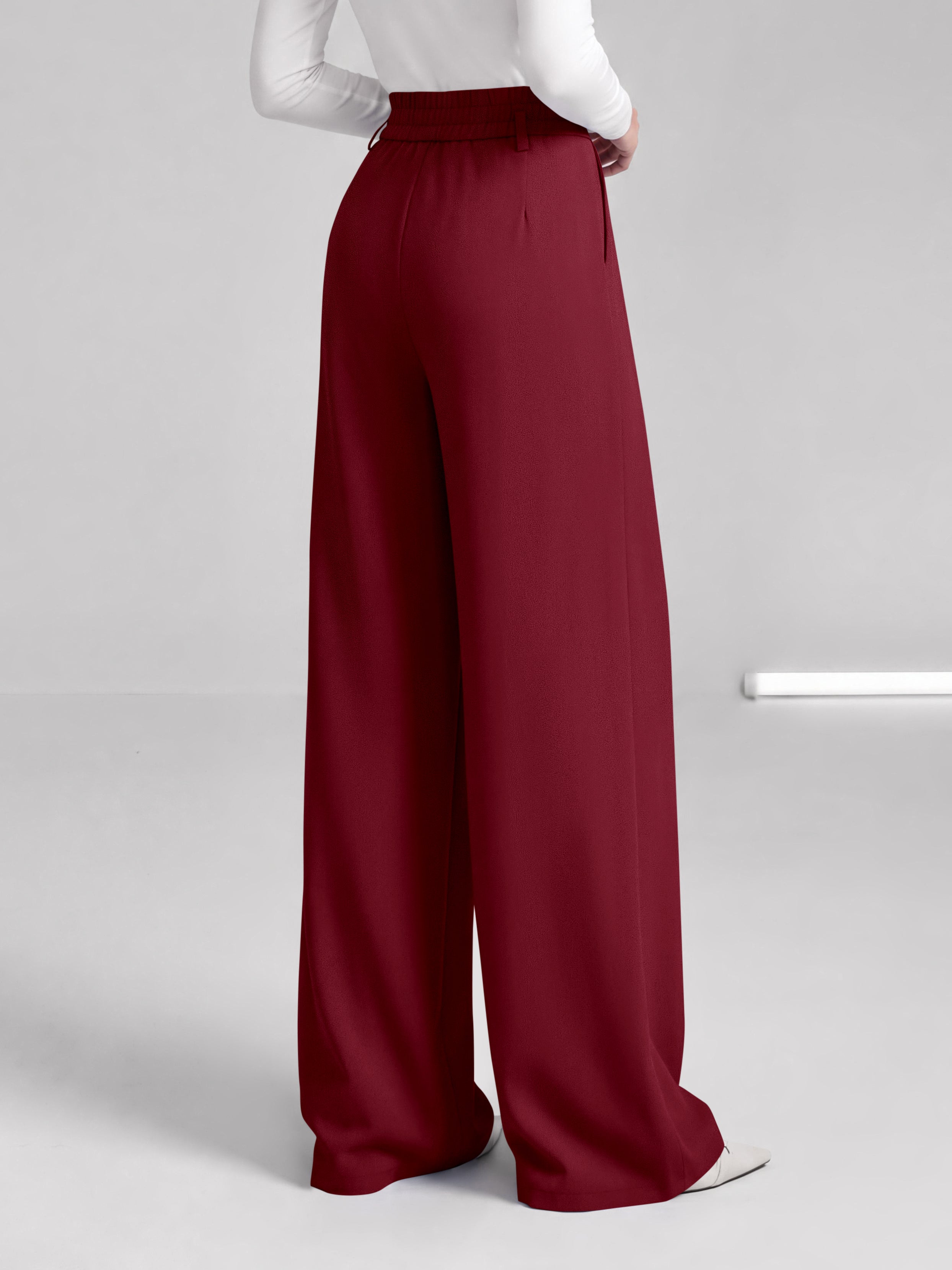 BTFBM Wide Leg Dress Pants Women Business Casual Outfits Elastic High Waisted Palazzo Pants, Button Zip Up Closure, Pleated Office Work Trousers With Pockets, Fall Fashion