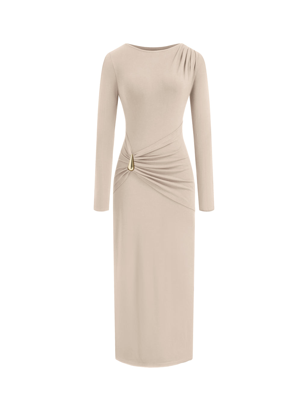 BTFBM Womens Long Sleeve Ruched Slit Maxi Wedding Guest Dress Lightweight, Boat Neck, Bodycon, Semi Formal Dresses For Women Cocktail, Party, Homecoming, Date Night, Holiday Outfits