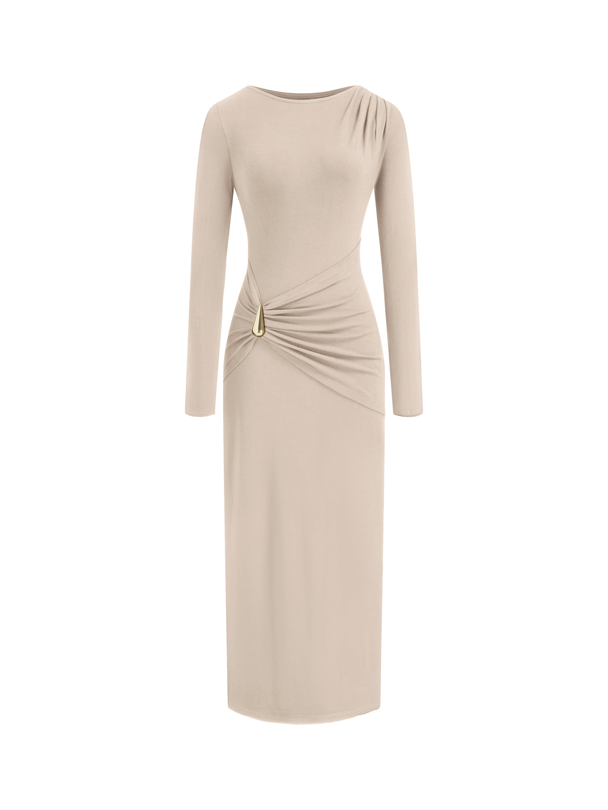 BTFBM Womens Long Sleeve Ruched Slit Maxi Wedding Guest Dress Lightweight, Boat Neck, Bodycon, Semi Formal Dresses For Women Cocktail, Party, Homecoming, Date Night, Holiday Outfits