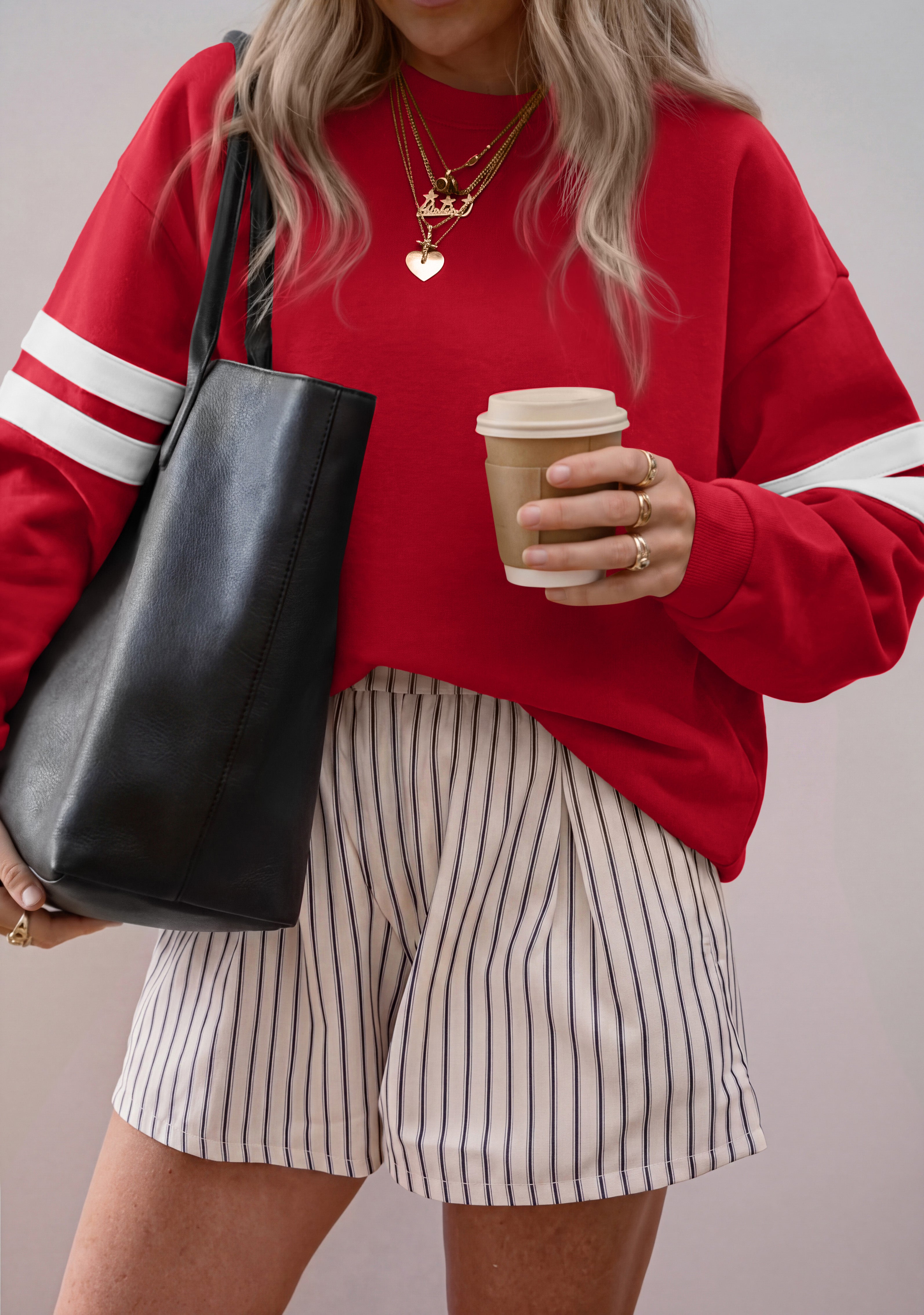 BTFBM Womens Oversized Sweatshirt Varsity Striped Tops Casual Long Sleeve Crewneck Drop Shoulder Knit Pullover Sweatshirts,Retro Sporty,Work,School,Holiday,Fall Winter