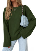 PRETTYGARDEN Oversized Sweater Women's Crewneck Long Sleeve Tops Solid Ribbed Knit Top, Drop Shoulder Pullover Sweaters,Fall Winter Cozy Cloting
