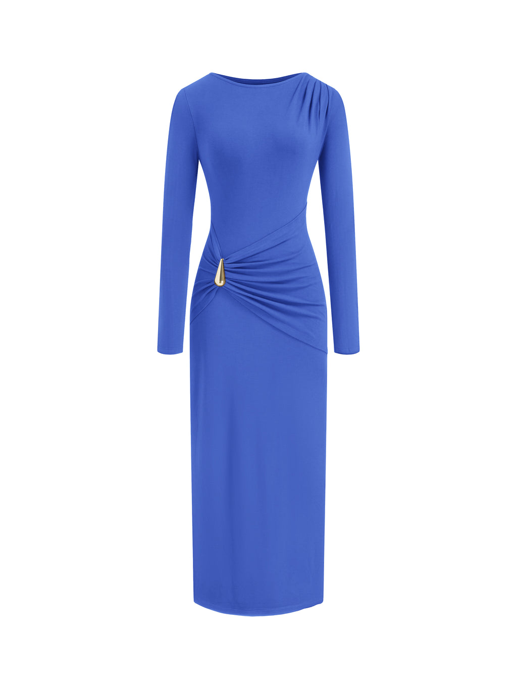BTFBM Womens Long Sleeve Ruched Slit Maxi Wedding Guest Dress Lightweight, Boat Neck, Bodycon, Semi Formal Dresses For Women Cocktail, Party, Homecoming, Date Night, Holiday Outfits