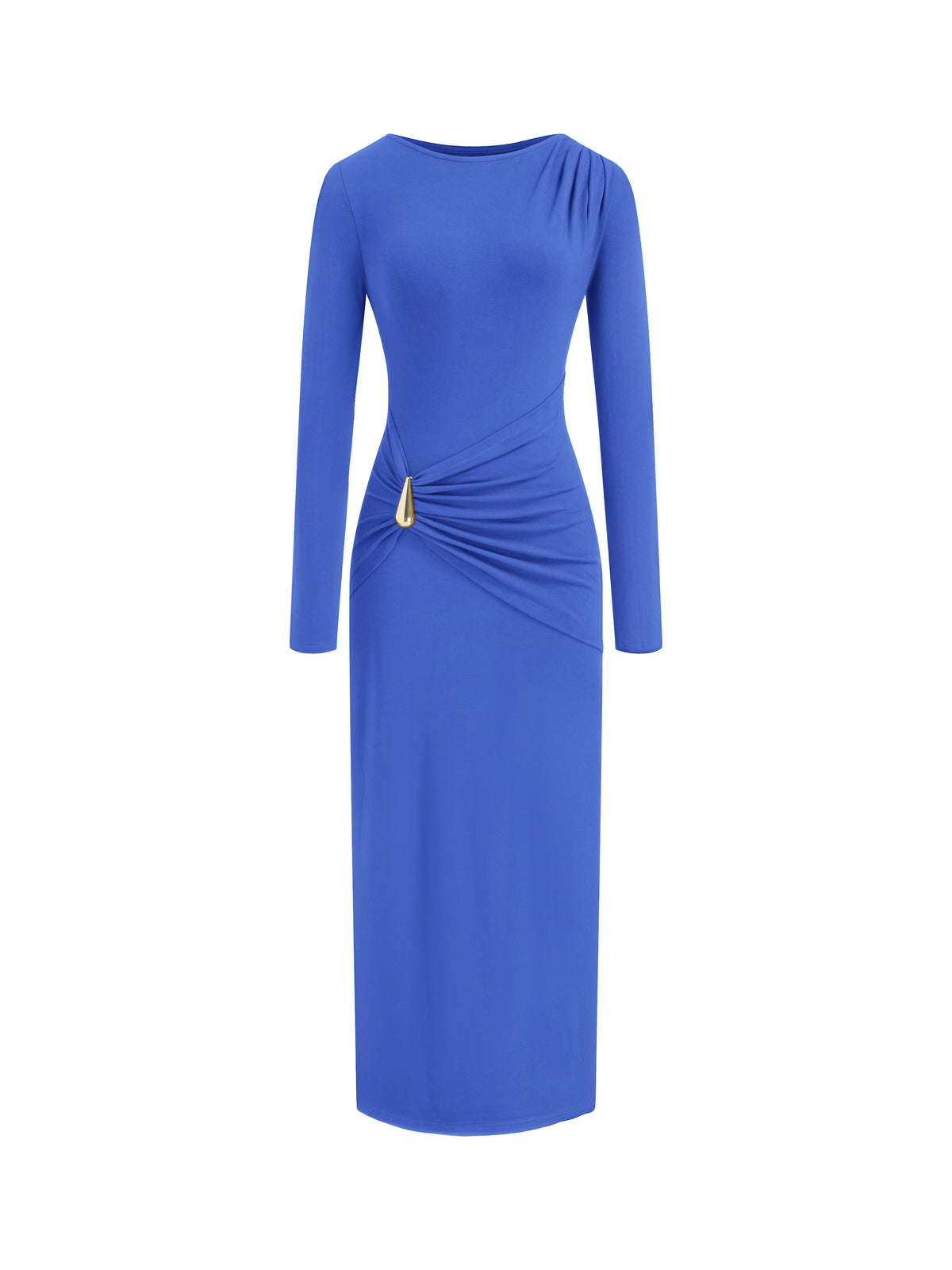 BTFBM Womens Long Sleeve Ruched Slit Maxi Wedding Guest Dress Lightweight, Boat Neck, Bodycon, Semi Formal Dresses For Women Cocktail, Party, Homecoming, Date Night, Holiday Outfits