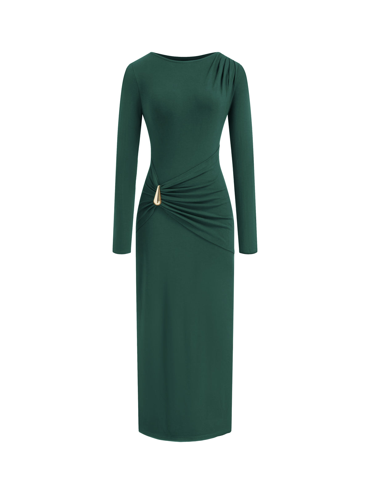 BTFBM Womens Long Sleeve Ruched Slit Maxi Wedding Guest Dress Lightweight, Boat Neck, Bodycon, Semi Formal Dresses For Women Cocktail, Party, Homecoming, Date Night, Holiday Outfits