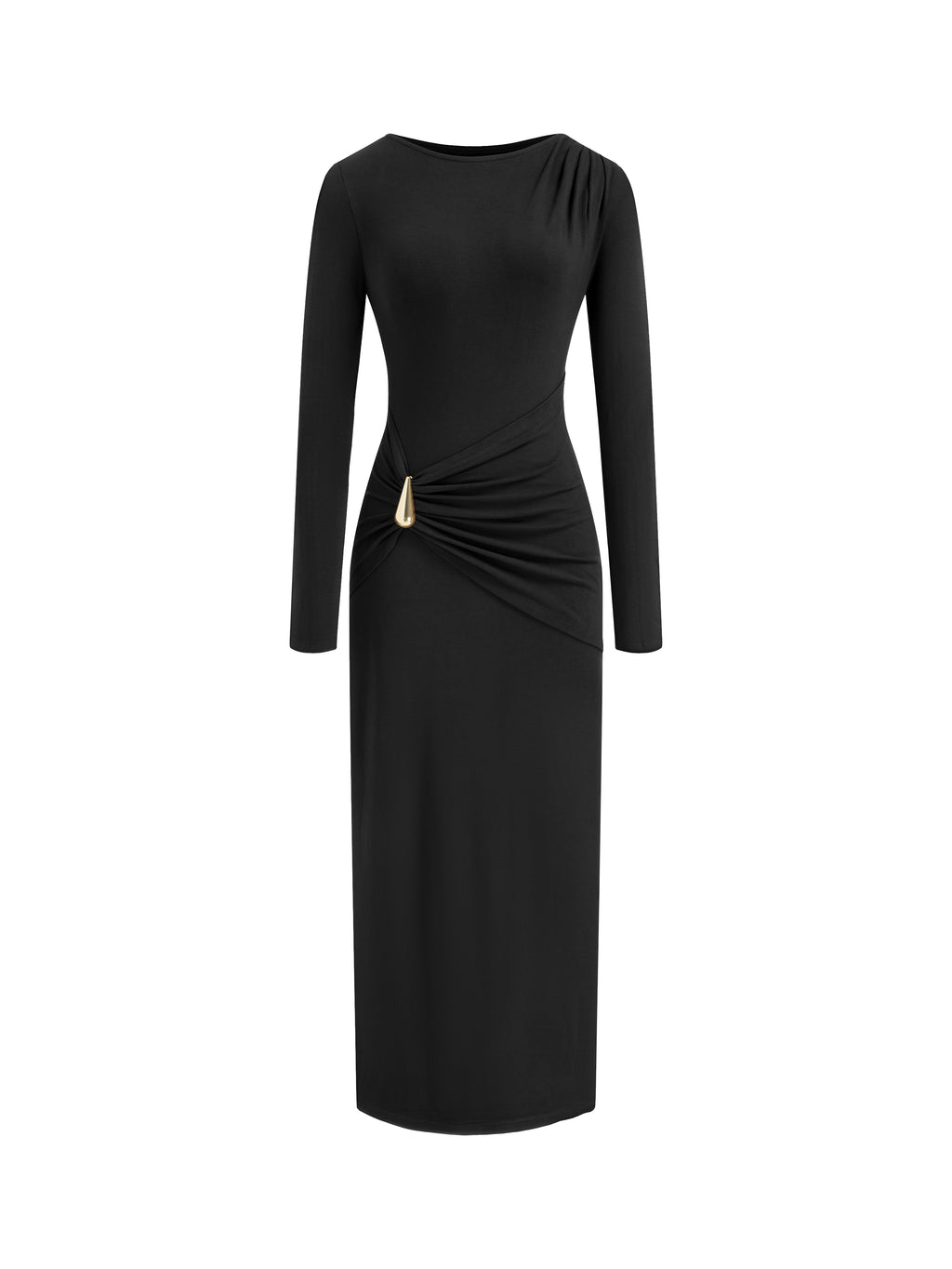 BTFBM Womens Long Sleeve Ruched Slit Maxi Wedding Guest Dress Lightweight, Boat Neck, Bodycon, Semi Formal Dresses For Women Cocktail, Party, Homecoming, Date Night, Holiday Outfits