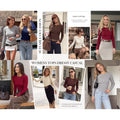 FreshPretty Womens Dressy Ribbed Long Sleeve T-Shirts Button Cuffs | Fall Womens Shirts Dressy Casual, Crewneck Knitted T-Shirts, Soft Lightweight Work Tops, Business Casual Tops for Women