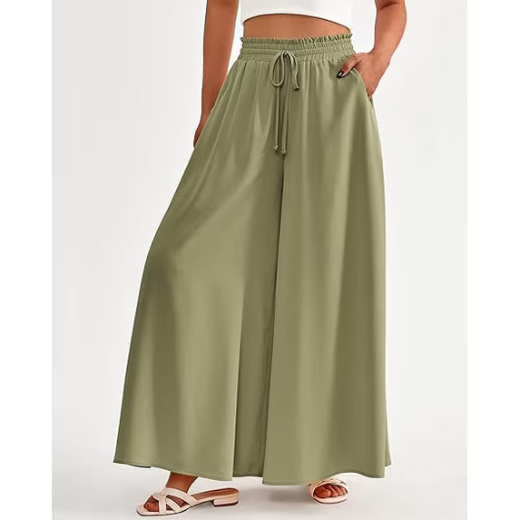 BTFBM Women Casual High Waist Wide Leg Pants Spring Summer Long Palazzo Pants Pocket Lounge Beach Vacation Clothes