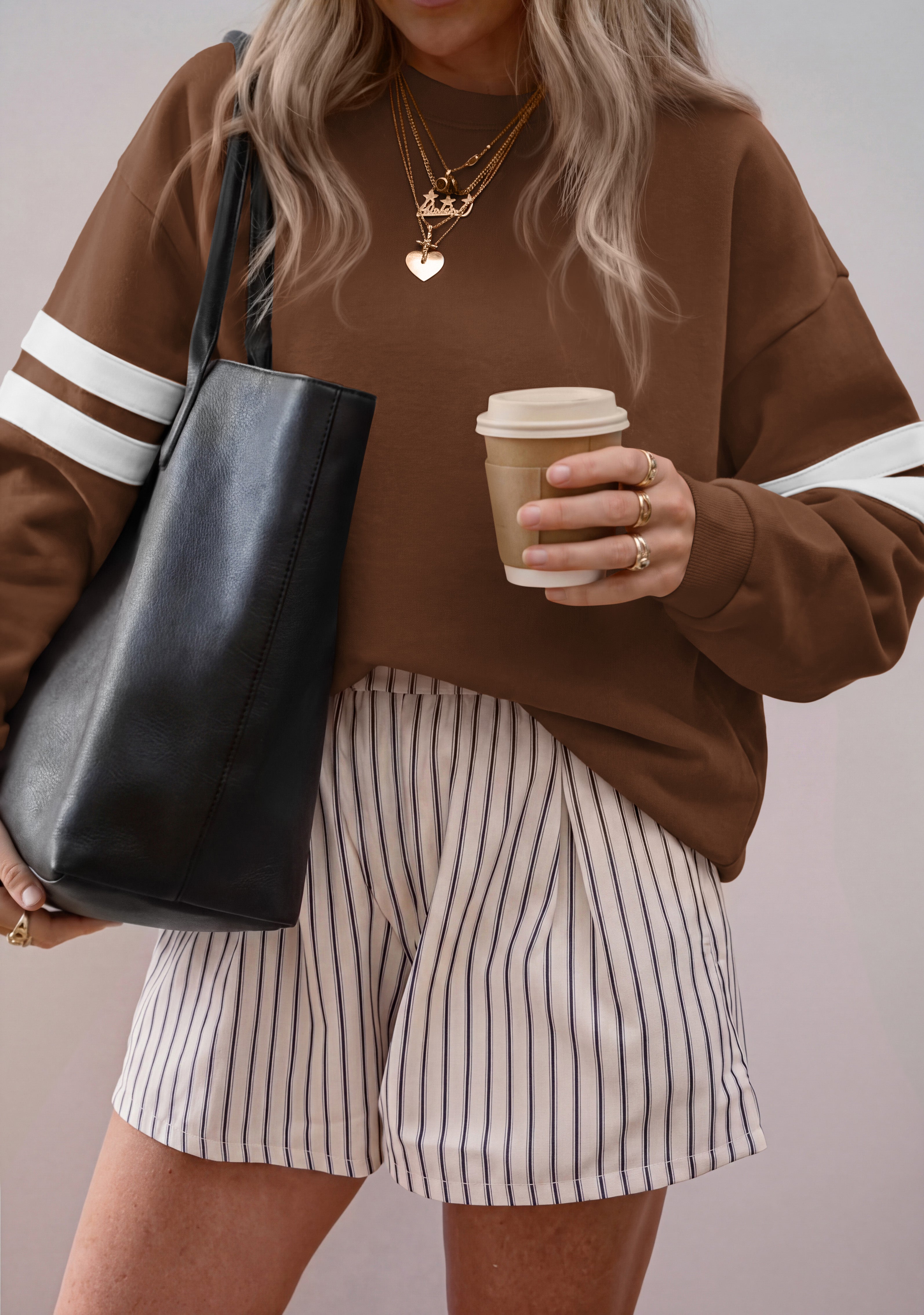 BTFBM Womens Oversized Sweatshirt Varsity Striped Tops Casual Long Sleeve Crewneck Drop Shoulder Knit Pullover Sweatshirts,Retro Sporty,Work,School,Holiday,Fall Winter