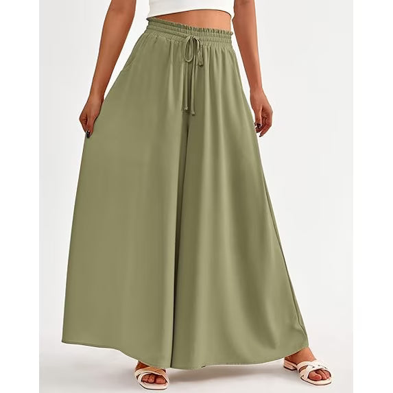 BTFBM Women Casual High Waist Wide Leg Pants Spring Summer Long Palazzo Pants Pocket Lounge Beach Vacation Clothes