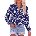 FreshPretty Blouses for Women Dressy Casual Long Sleeve Tops Boho Floral Tops,V Neck Button Down Shirts,Going Out Work Outfit,Vacation Tops,Summer Clothing,Fall Fashion Clothes
