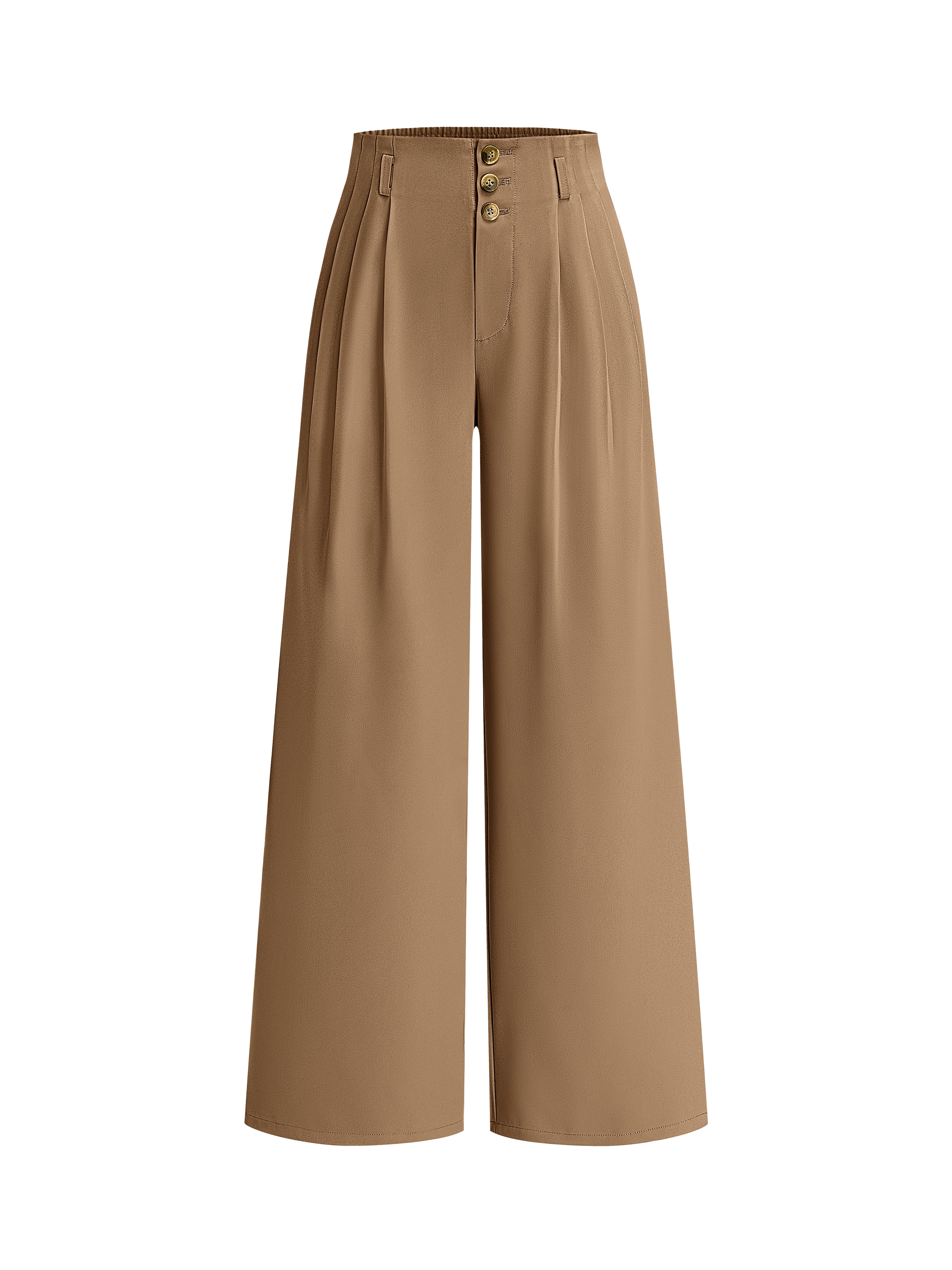BTFBM Wide Leg Dress Pants Women Business Casual Outfits Elastic High Waisted Palazzo Pants, Button Zip Up Closure, Pleated Office Work Trousers With Pockets, Fall Fashion