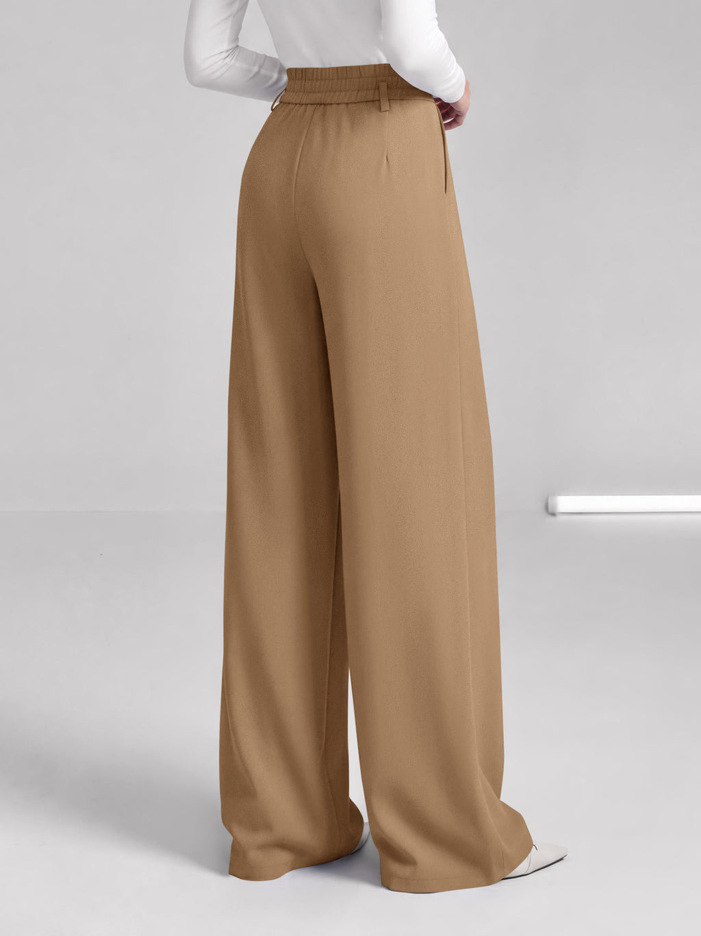 BTFBM Wide Leg Dress Pants Women Business Casual Outfits Elastic High Waisted Palazzo Pants, Button Zip Up Closure, Pleated Office Work Trousers With Pockets, Fall Fashion