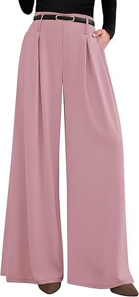 PRETTYGARDEN Womens Wide Leg Trousers  Elastic High Waisted Dress Pants Pleated Slacks Flowy Business Work Palazzo Pants