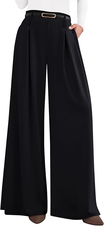PRETTYGARDEN Womens Wide Leg Trousers  Elastic High Waisted Dress Pants Pleated Slacks Flowy Business Work Palazzo Pants