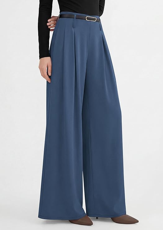PRETTYGARDEN Womens Wide Leg Trousers  Elastic High Waisted Dress Pants Pleated Slacks Flowy Business Work Palazzo Pants