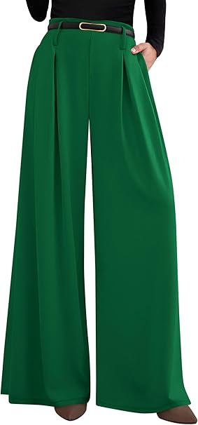 PRETTYGARDEN Womens Wide Leg Trousers  Elastic High Waisted Dress Pants Pleated Slacks Flowy Business Work Palazzo Pants