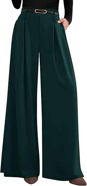 PRETTYGARDEN Womens Wide Leg Trousers  Elastic High Waisted Dress Pants Pleated Slacks Flowy Business Work Palazzo Pants