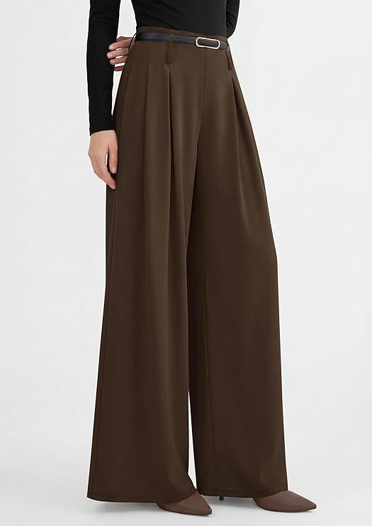 PRETTYGARDEN Womens Wide Leg Trousers  Elastic High Waisted Dress Pants Pleated Slacks Flowy Business Work Palazzo Pants