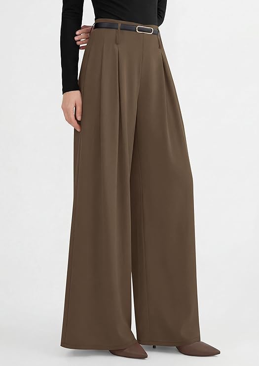 PRETTYGARDEN Womens Wide Leg Trousers  Elastic High Waisted Dress Pants Pleated Slacks Flowy Business Work Palazzo Pants