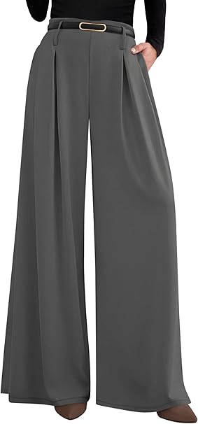 PRETTYGARDEN Womens Wide Leg Trousers  Elastic High Waisted Dress Pants Pleated Slacks Flowy Business Work Palazzo Pants