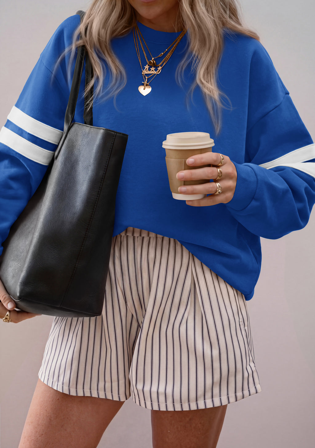 BTFBM Womens Oversized Sweatshirt Varsity Striped Tops Casual Long Sleeve Crewneck Drop Shoulder Knit Pullover Sweatshirts,Retro Sporty,Work,School,Holiday,Fall Winter
