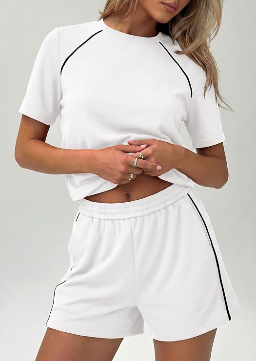 PRETTYGARDEN Shorts Sets Women 2 Piece Outfits Summer  Matching Workout Athletic Clothing Casual Spring Travel Loungewear