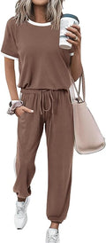 FreshPretty Womens 2 Piece Outfits Summer Tracksuit Sets Short Sleeve Tops Travel Long Pants Jogger Lounge Set