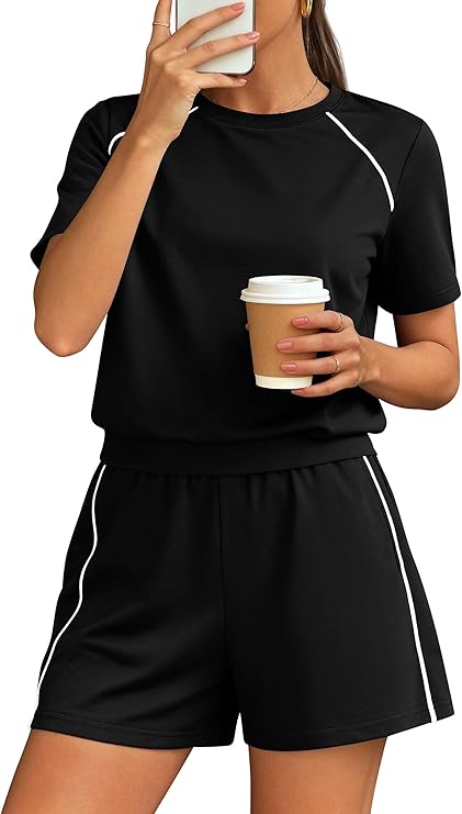 PRETTYGARDEN Shorts Sets Women 2 Piece Outfits Summer  Matching Workout Athletic Clothing Casual Spring Travel Loungewear