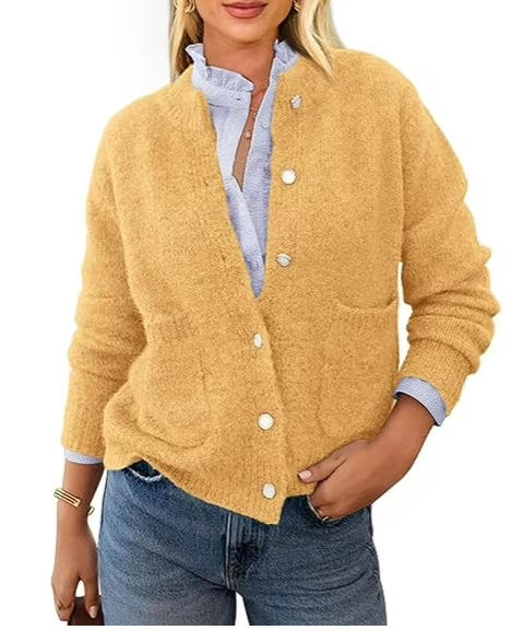 PRETTYGARDEN Women's Knit Cardigan Sweaters Casual Long Sleeve Open Front Button Up Ribbed Fall Spring Sweater Jackets