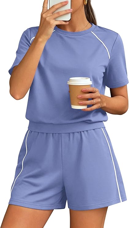 PRETTYGARDEN Shorts Sets Women 2 Piece Outfits Summer  Matching Workout Athletic Clothing Casual Spring Travel Loungewear