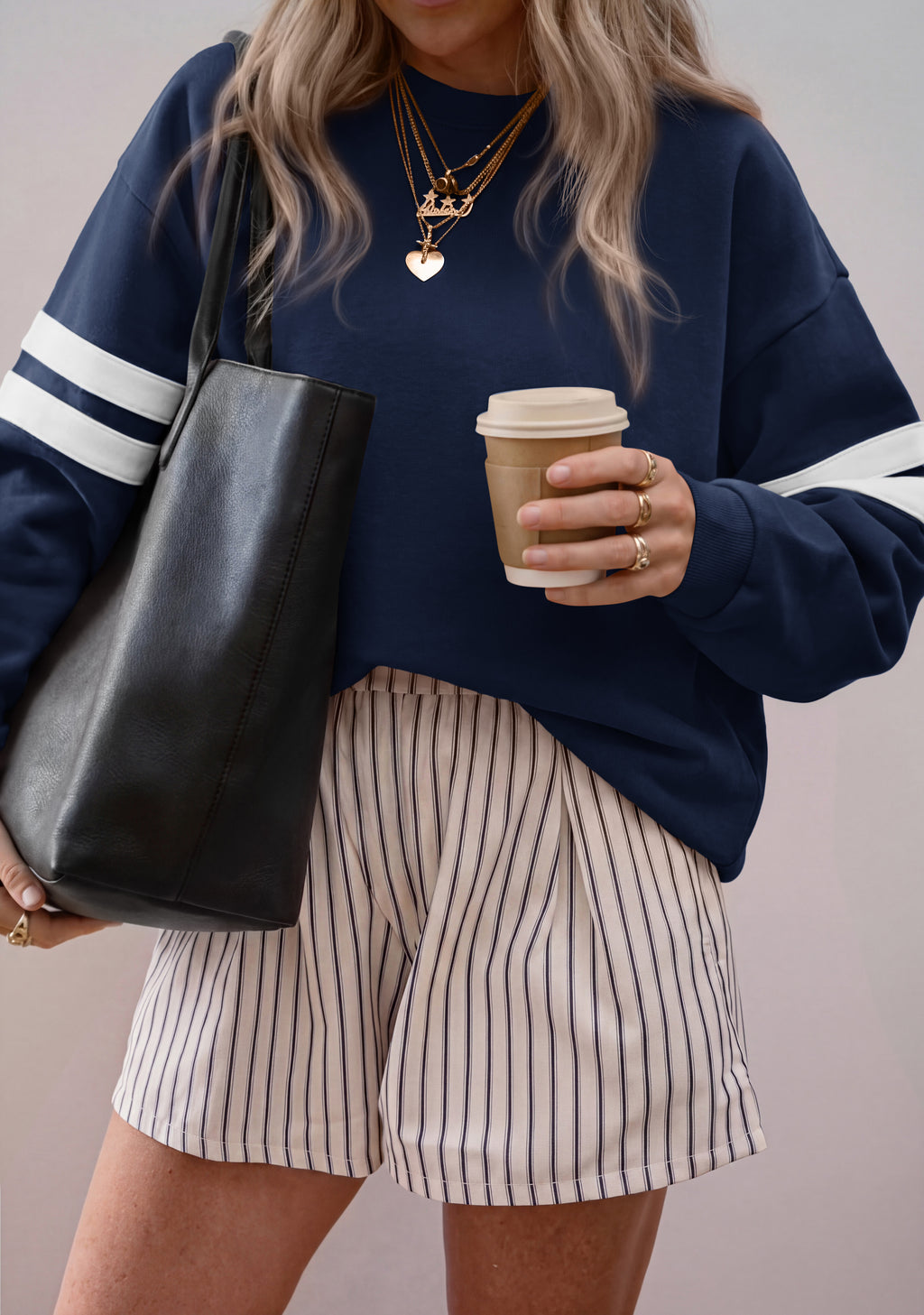 BTFBM Womens Oversized Sweatshirt Varsity Striped Tops Casual Long Sleeve Crewneck Drop Shoulder Knit Pullover Sweatshirts,Retro Sporty,Work,School,Holiday,Fall Winter