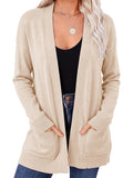 FreshPretty Open Front Long Cardigans for Women Trendy Sweaters with Pockets,Fall Lightweight Knit Sweater,Loose Drop Shoulder Coat,Basic Casual Office Work Outfits,Fashion Winter Layering Daily Wear