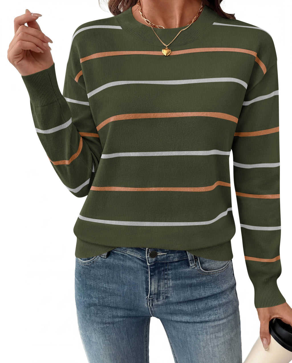 PRETTYGARDEN Womens Sweaters 2026 Cute Striped Pullover Tops