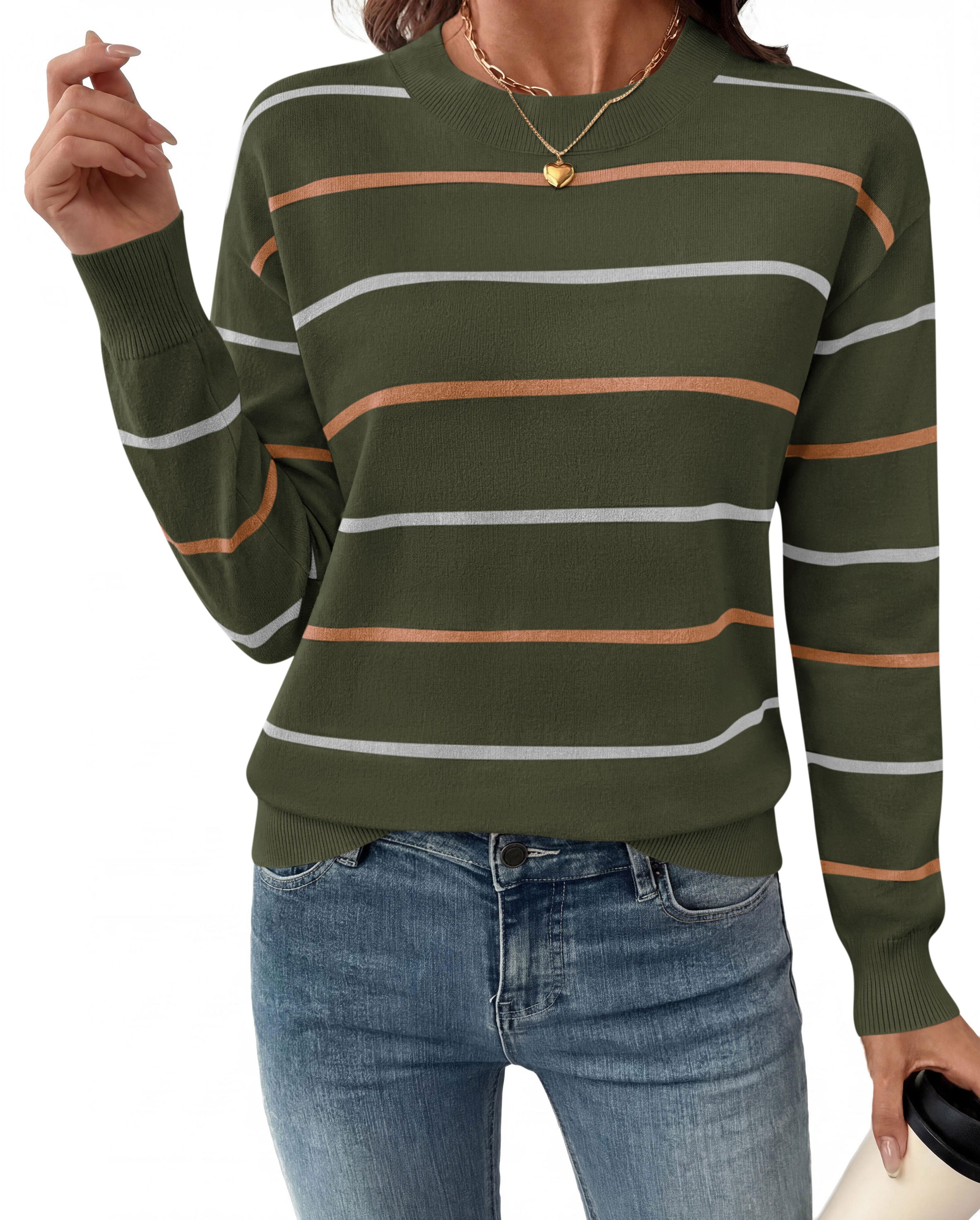 PRETTYGARDEN Womens Sweaters 2026 Cute Striped Pullover Tops