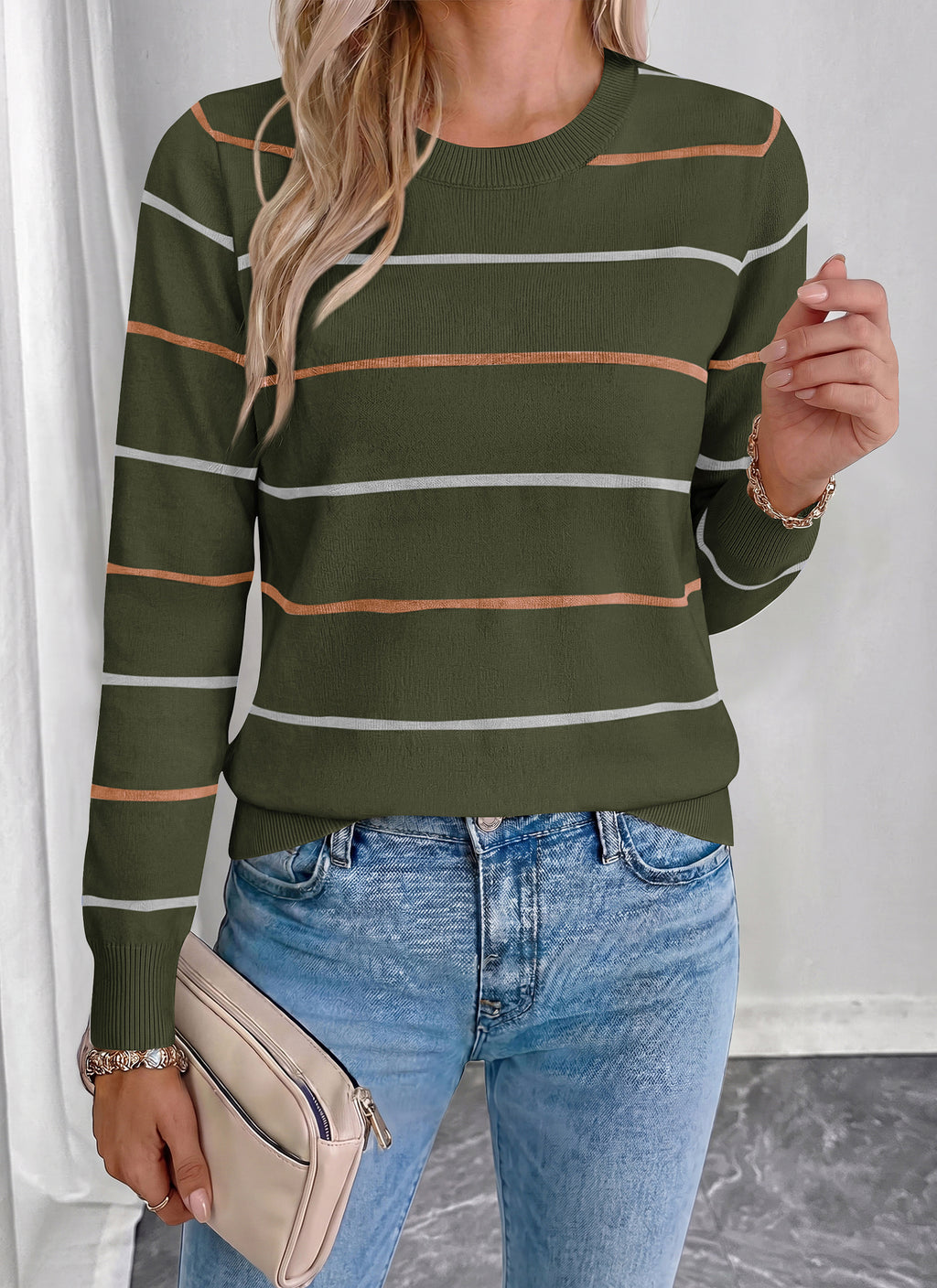 PRETTYGARDEN Womens Sweaters 2026 Cute Striped Pullover Tops